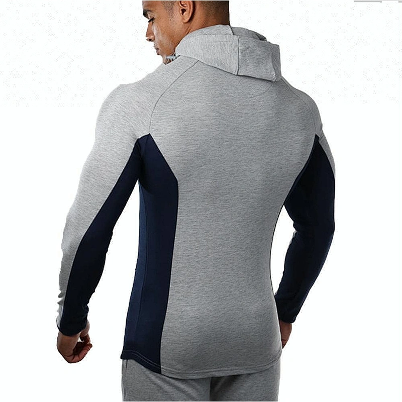 High Quality Muscle Fit Mens Sportswear Custom Slimming French terry Color Block Full Zip Up Hoodie