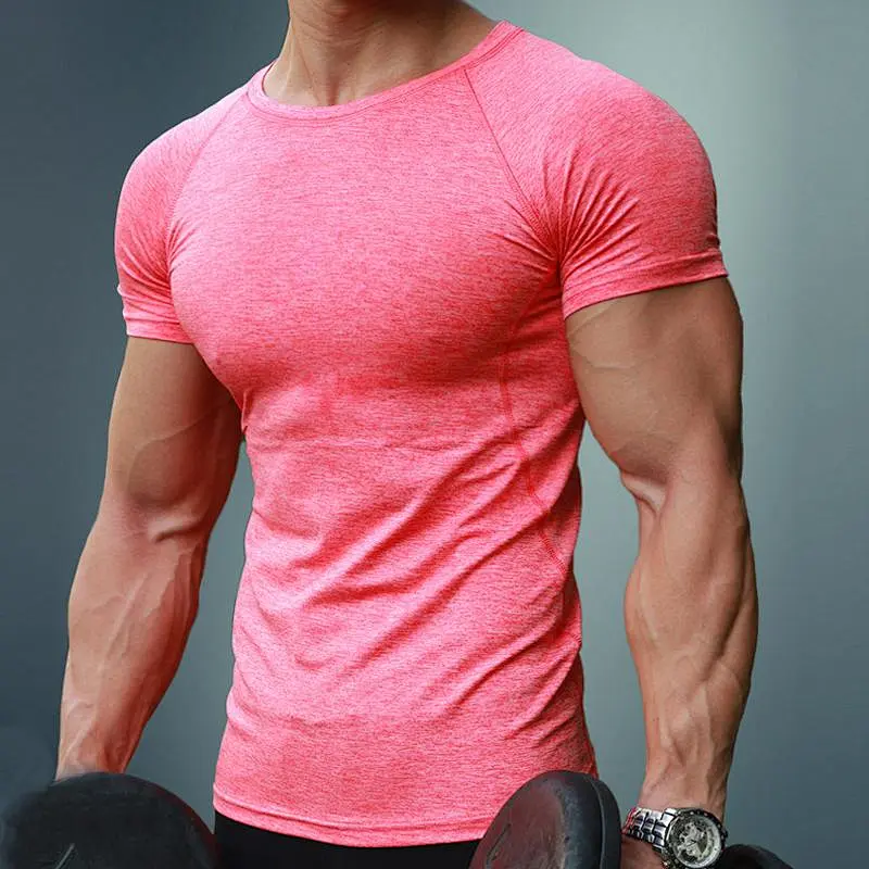 Men's Quick Dry Fitness Bodybuilding Tops Men Muscle Gym Train Compression T-shirt
