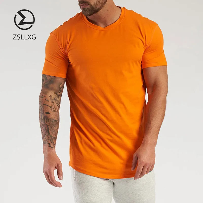 Custom Curved Hem Blank Bodybuilding Short Sleeve Men T-shirt