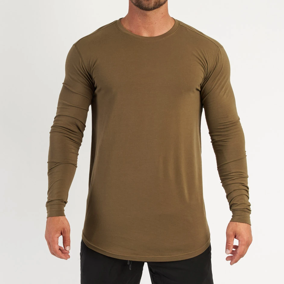 Custom Mens Muscle Fit Workout Gym Long Sleeve T-shirts