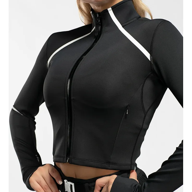 Custom Women Work Out New Design Zipper Short Jacket