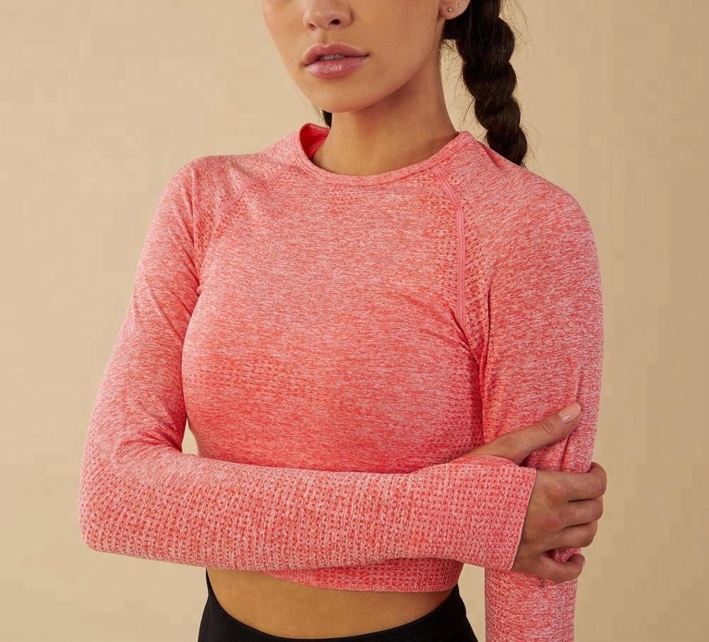 Seamless Crop Top Long Sleeve OEM Customized Crop Shirts For Girls