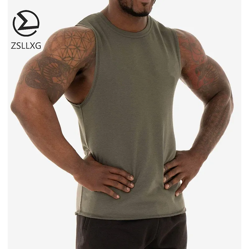 OEM Blank Sleeveless Gym Vest Solid Color Bodybuilding Fitness Men Tank Top