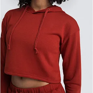 Custom Women Pullover Hoodie Gym Cotton Running Cropped Hoodies