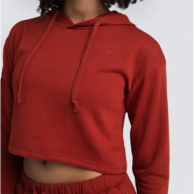Custom Women Pullover Hoodie Gym Cotton Running Cropped Hoodies