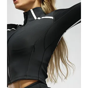 Custom Women Work Out New Design Zipper Short Jacket