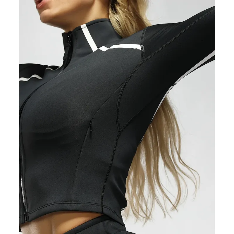 Custom Women Work Out New Design Zipper Short Jacket