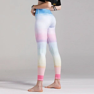 Women Active Wear Leggings Sublimation Gradient Color Slimming Fitness Leggings