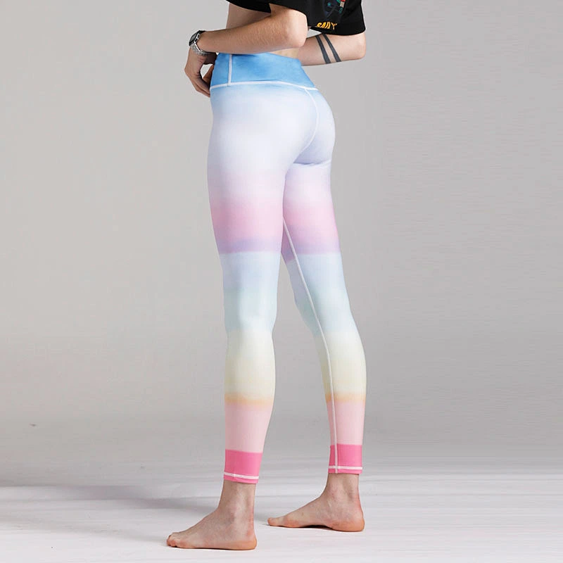 Women Active Wear Leggings Sublimation Gradient Color Slimming Fitness Leggings