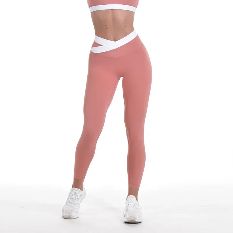 Custom Logo Printed High Waisted Athletic 4 Way Stretch Compression Gym Fitness Yoga Wear