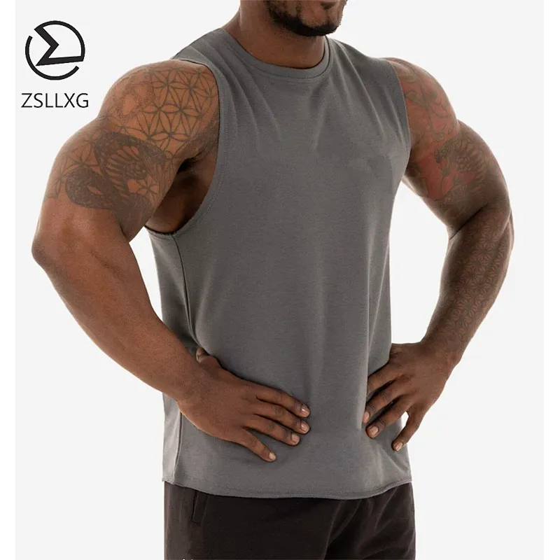 OEM Blank Sleeveless Gym Vest Solid Color Bodybuilding Fitness Men Tank Top