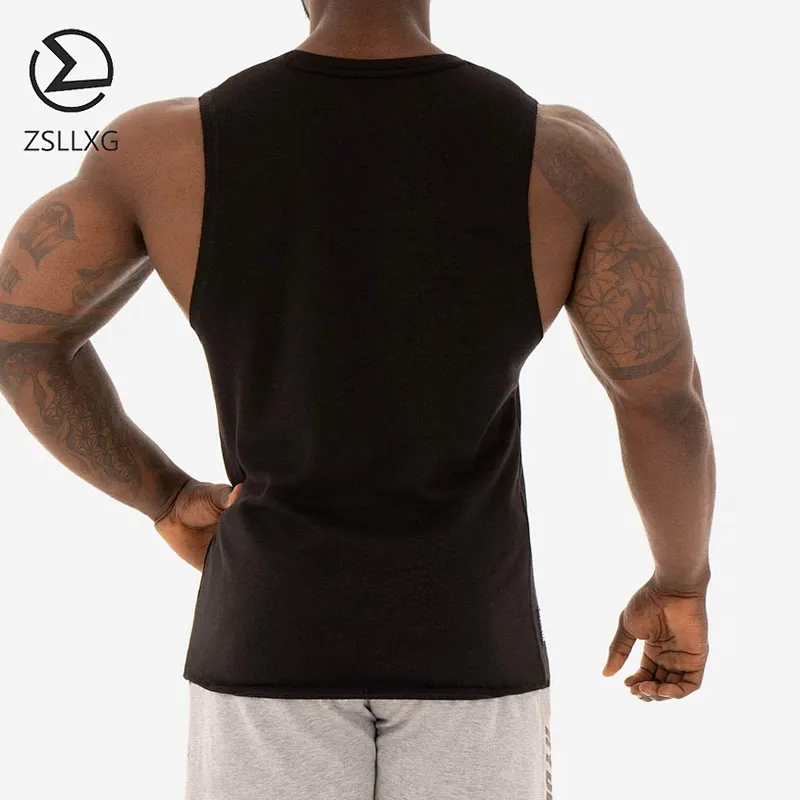 OEM Blank Sleeveless Gym Vest Solid Color Bodybuilding Fitness Men Tank Top