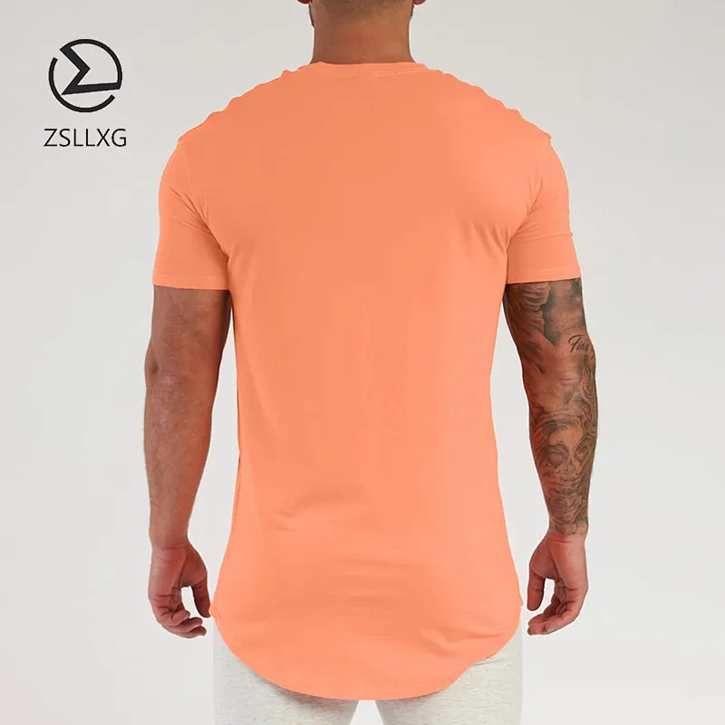Custom Curved Hem Blank Bodybuilding Short Sleeve Men T-shirt