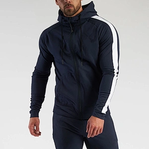 OEM Wholesale Zip Up Workout Sport Sweatshirts Autumn Men Gym Running Track Hoodie