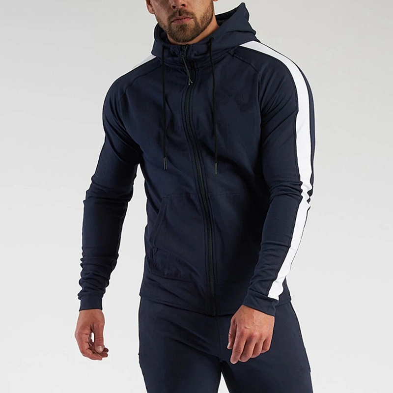 OEM Wholesale Zip Up Workout Sport Sweatshirts Autumn Men Gym Running Track Hoodie