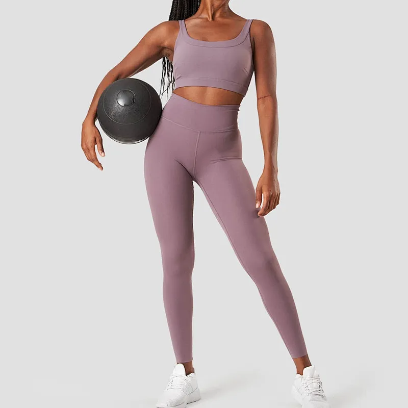 Women High Waist Fitness Workout Clothing Two Piece Yoga Sets Bra Leggings Yoga Set