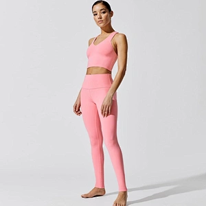 Latest Fitness Women High Waist Leggings With Bra Sport Yoga Sets