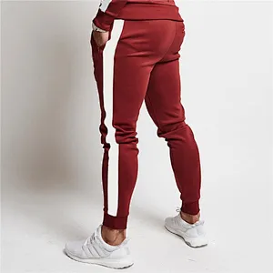 Athletic Sweat Suits  Contrast Side Stripe Mens Gym Sports Zipper Up 2pcs Tracksuits