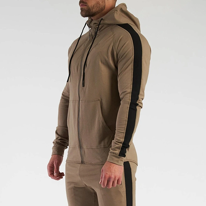 OEM Wholesale Zip Up Workout Sport Sweatshirts Autumn Men Gym Running Track Hoodie