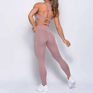 Wholesale Workout Clothing Custom Yoga Set Women Active Gym Bra And Compression Leggings Sets