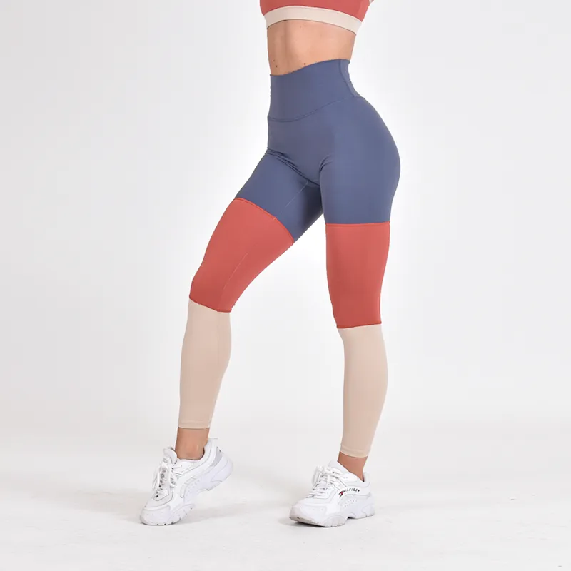 High Waisted Fitness Leggings Polyester Spandex Womens Gym Leggings Customize Contrast Color