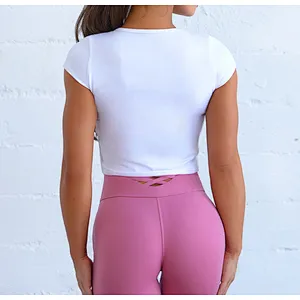 Ladies Crop Top Shirts Fitted Crop Top Customized Design Colors