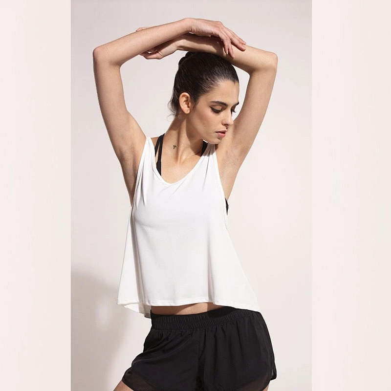 Women's Plain Tank Top Customized Exercise Top Vest Open Back