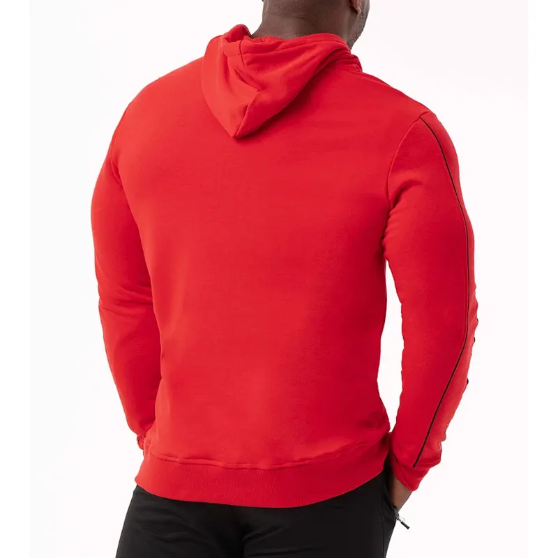 Oversized Gym Black Contrast Stitch Pullover Mens Athletic Fleece Hoodie