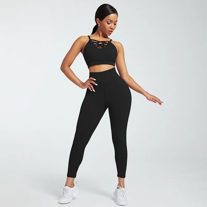 Custom Women Sports Wear Fitness Sports Bra And Leggings Two Piece Yoga Set