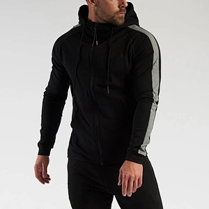 OEM Wholesale Zip Up Workout Sport Sweatshirts Autumn Men Gym Running Track Hoodie