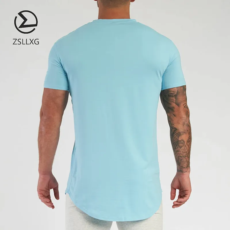 Custom Curved Hem Blank Bodybuilding Short Sleeve Men T-shirt