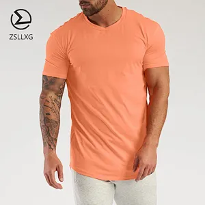 Custom Curved Hem Blank Bodybuilding Short Sleeve Men T-shirt