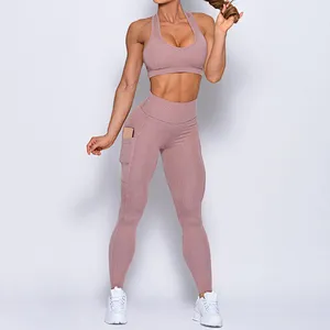Wholesale Workout Clothing Custom Yoga Set Women Active Gym Bra And Compression Leggings Sets