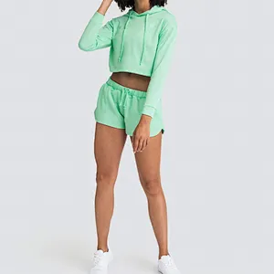 Custom Women Pullover Hoodie Gym Cotton Running Cropped Hoodies