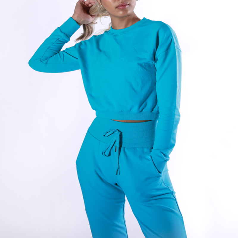 Women Long Sleeves Custom Round Collar Crop Hoodies