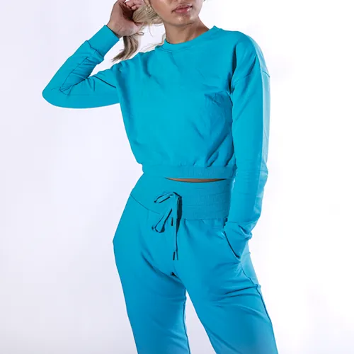 Women Long Sleeves Custom Round Collar Crop Hoodies