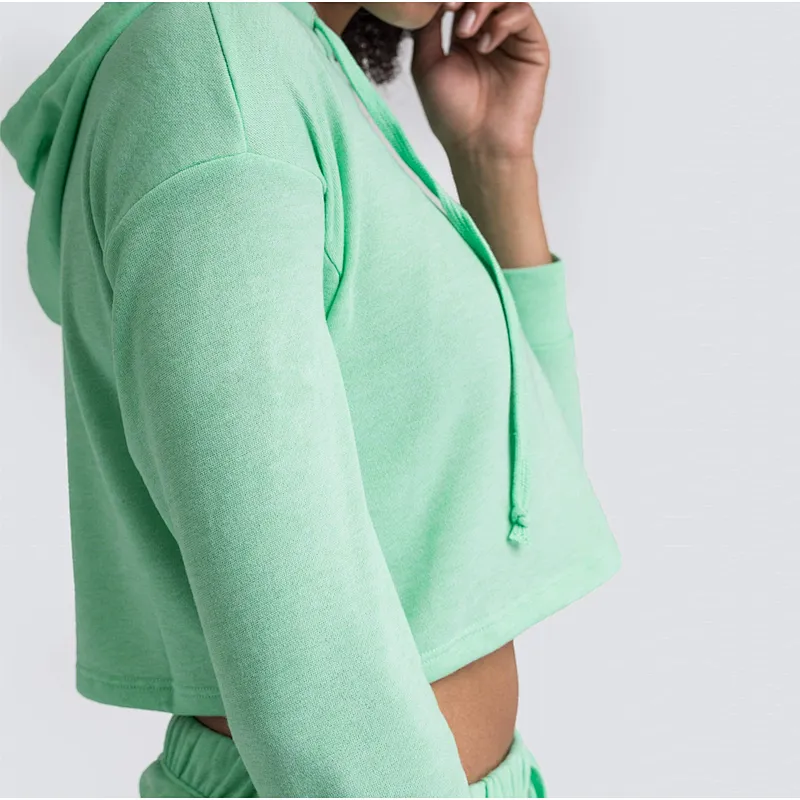 Custom Women Pullover Hoodie Gym Cotton Running Cropped Hoodies