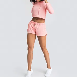 Custom Women Pullover Hoodie Gym Cotton Running Cropped Hoodies