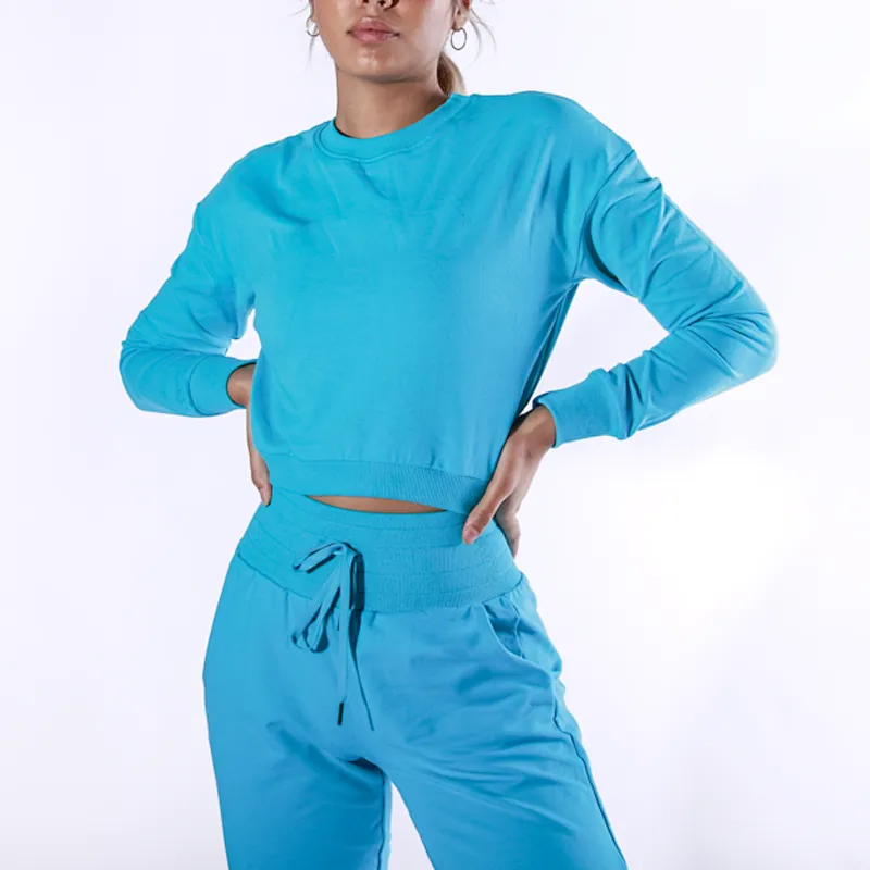 Women Long Sleeves Custom Round Collar Crop Hoodies