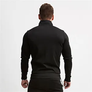 Athletic Sweat Suits  Contrast Side Stripe Mens Gym Sports Zipper Up 2pcs Tracksuits