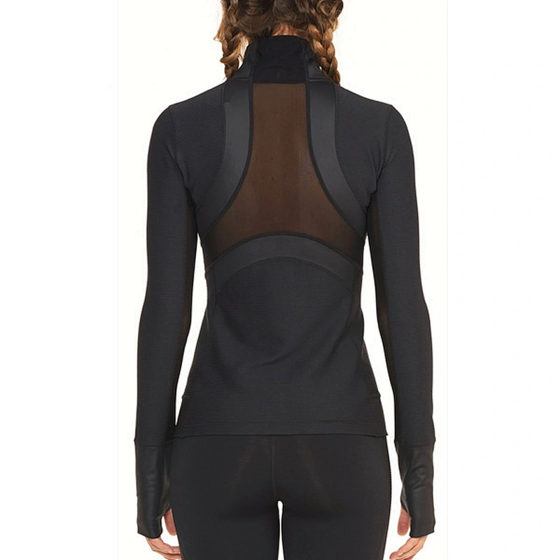 New Arrival Women Polyester Mesh Zipper Crop Jacket