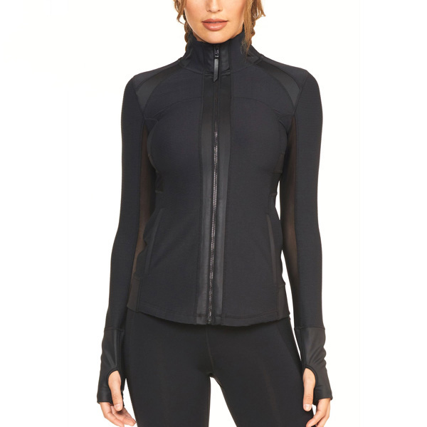 New Arrival Women Polyester Mesh Zipper Crop Jacket