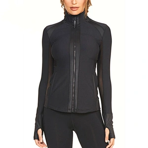 New Arrival Women Polyester Mesh Zipper Crop Jacket