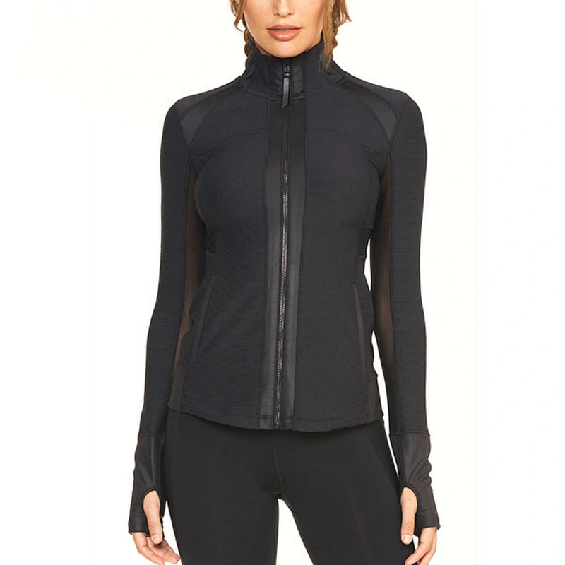 New Arrival Women Polyester Mesh Zipper Crop Jacket