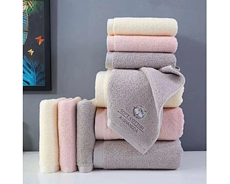 dobby bath towel with embroidered cotton flower