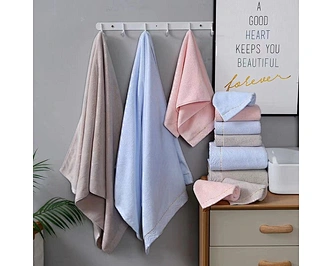 dobby bath towel with jacquard  leaves border