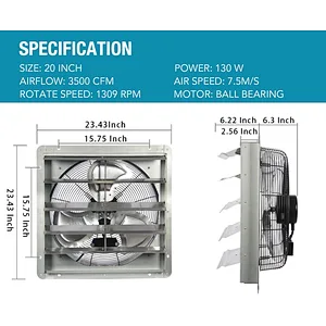 shutter exhuast fan 20 inch