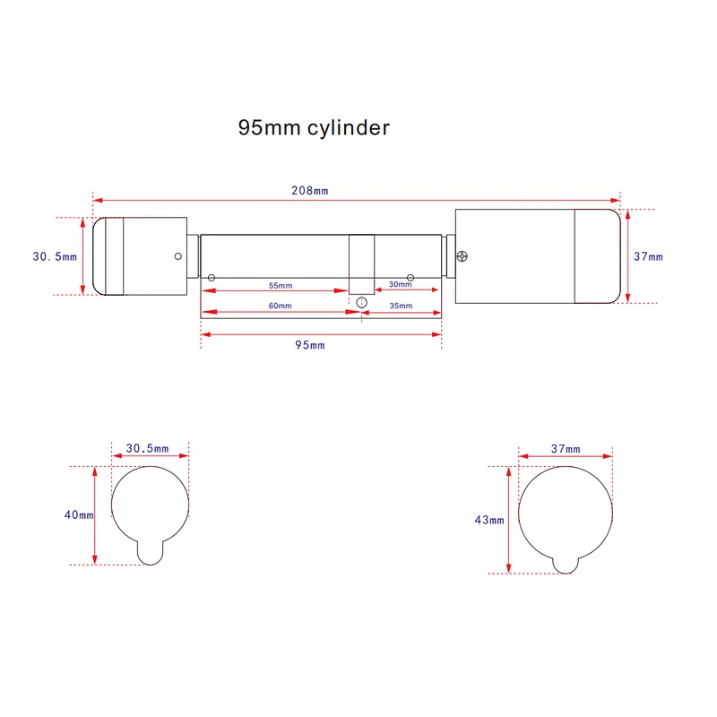 high quality slave cylinder lock smart APP secure both sides easy replace smart digital door lock