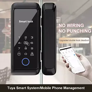 Tuya APP Digital Fingerprint Smart Glass Door Lock for Sliding Door