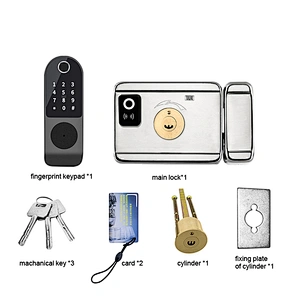 Tuya wifi Smart lock Fingerprint Rim Lock Smart Card Digital Code Electronic Door Lock For Home Security